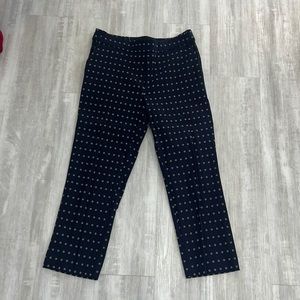 Dark blue flowered printed dress pants